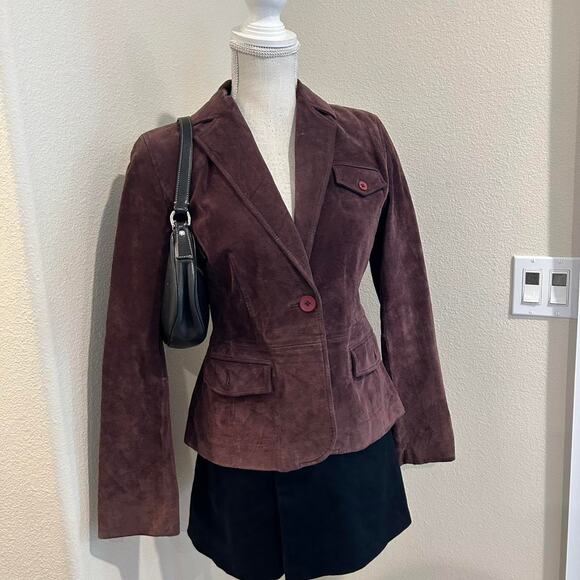 LOFT Jackets & Blazers - Loft Ann Taylor brown/purple suede jacket. Size 4